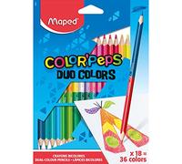 Maped - Ergonomic two-colour colouring pencils, Colour'Peps Duo - 18x pencils = 36 colours, M829601