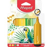 Maped - Extra-soft, flexible highlighters x4 - perfect marking result, even on uneven surfaces - clip on the cap - 3 different themes: Ocean, Tropical, Sunset