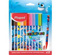 Maped - Felt tip pens Ocean Life - 12 pieces - 2 mm medium tip - perfect for dra