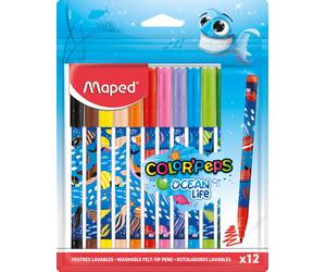 Maped - Felt tip pens Ocean Life - 12 pieces - 2 mm medium tip - perfect for dra