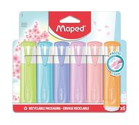 Maped - Fluo Peps New Pastel Highlighters - 6 Highlighters in Various Light Pastel Shades
