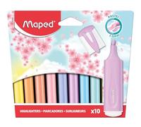 Maped - Fluo Peps Pastel Highlighters - 10 Highlighters in Various Light Pastel Shades