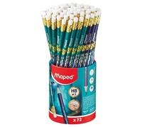 Maped - Graphite HB Dragon - Pencils with Eraser Tip - Ergonomic Triangular Shape - Pot of 72