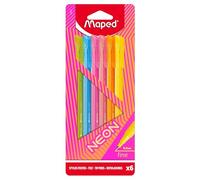 Maped - 6 x Graph'Peps Neon Fineliner Pens - Fine Tip 0.4 mm - Set of 6 Fineliners in Neon Colours