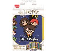 Maped - Harry Potter 31-Piece Colouring Pencil Case - 12 Felt-Tip Pens + 12 Coloured Pencils + 2 Graphite Pencils + 1 Scissors + 1 Sharpener + 1 Eraser + 2 Sheets Stickers, Blue
