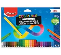 Maped - innovative COLOR'PEPS INFINITY coloured pencils - 100% coloured lead - no need to sharpen - 100% usable - soft & very pleasant on paper - set of 24