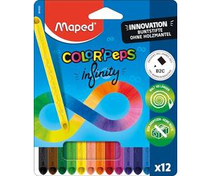 Maped - Innovative Colour'Peps Infinity Colouring Pencils - 100% Colouring Pencils - No Wooden Coat - No Sharpening Required - 100% Usable