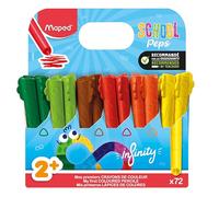 Maped - Jumbo Infinity Coloured Pencils x72 - For toddlers - 100% Lead, 100% Usable - Zero Waste - No Cutting - Lasts for a very long time - Ergonomic Triangular Shape - School Size