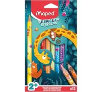 Maped - Coloured pencils for babies and children - from 1 year - Maxi pencils - Decorated coloured pencils - Triangular - Large and durable lead - Cardboard box of 12 pencils