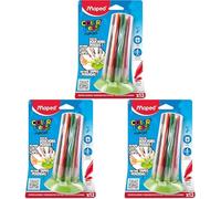 Maped Jungle Innovation Felt pens - 12 Washable Colouring Pens With Compact Storage System - No More Lost Lids! (Pack of 3)