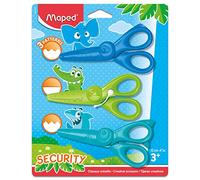 Maped Kidicraft Childrens Safety Craft Scissors (Pack of 3) Zig Zag, Curves & Straight Cut