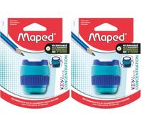 Maped - Kidy Learn Concentration 1 Hole Pencil Sharpener - Sensory Rotating Rings - Large Canister to Collect Pencil shavings (Pack of 2)