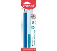 Maped - Kidy Learn Concentration Graphite Pencils with Relaxing & De-Stressing Chew/Bite Topper - Ideal for School and Homework