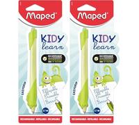 Maped - Kidy Learn Erasable Pen - Kids Chameleon Animal Pen with Built-in Eraser, Refillable and Ergonomic - School Supplies for Learning to Write (Pack of 2)