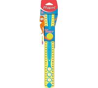 Maped - Kidy'Grip Triple Decimeter, My First Ruler - Ruler 30cm - Scribe Ruler - Non-Slip Grip System, Double Scale, Ultra Readable - Blue/Green