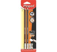 Maped M854741 Black Peps Jumbo Pencil with Eraser Head Including Sharpener, Pack of 2