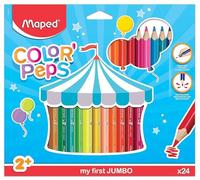Maped - Maxi Color'Peps Coloured Pencils - First Colouring Pencils for Babies 2 Years + - Box of 24 Jumbo Coloured Pencils in FSC Certified Wood