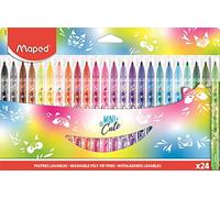 Maped - Mini Cute Collection Felt-Tip Pens - 24 Cute Colouring Pens - Washable and Dry-Resistant - 24 Mini Cute Decorated Felt-Tip Pens