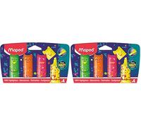 Maped - Mini Pixel Party Highlighters - Small Original Pocket Highlighters in the shape of characters - 5 colors: green, orange, pink, yellow and blue. (Pack of 2)