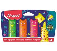 Maped - Mini Pixel Party Highlighters - Small Original Pocket Highlighters in the shape of characters - 5 colors: green, orange, pink, yellow and blue.
