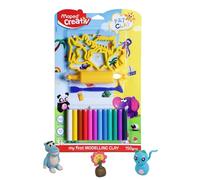 Maped Modelling Clay with 6 Tools, 1 Knife, 1 Roll, 12 Bright Shades (150g), Non Drying, Soft and Non-Stick, Non-Toxic and Safe for Kids, Fun Clay Activity, Ages 3+