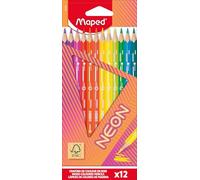 Maped - Neon Coloured Pencils - 12 Pack - Neon Effect Colouring Pages