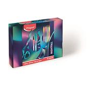 Maped - Nightfall 11-Piece Gift Set - 1 Scissors + 1 Sharpener + 1 Graphite Pencil + 2 Fine Tip Pens + 1 4 Twin Tip Pen + 5 Colour Pencils