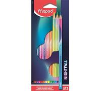 Maped - Nightfall coloured pencils - pack of 12 - ergonomic - excellent coverage,multicoloured,831700