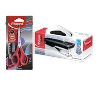 Maped Office Desk Accessories, 2 Piece Set, Office Supplies, Stapler and 5.1" Scissors, Stainless Steel Scissors and Stapler, Office Supplies, Multipurpose Combination, Ideal for Home and Office