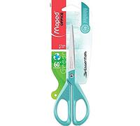 Maped - Office Scissors - Essentials Symmetrical 17 cm - Blue Scissors - Stainless Steel Blades and Rivets - Ergonomic Rings for Ambidextrous - Sharp Tip