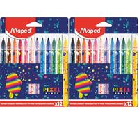 Maped - Pixel Party - Colouring Pen - Felt for Children - Washable Felt - Blocked Tip - Medium Tip - Cardboard Box of 12 (Pack of 2)