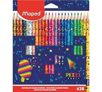 Maped - Pixel Party Colouring Pencils - Resin Coloured Pencils - Children's Colouring Pencils - Durable Lead - Ergonomic Triangle Shape - Box of 24 Colouring Pens