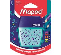 Maped - Pixel Party Shaker Pencil Sharpener - Pencil Sharpener with 2 Holes and Translucent Reservoir