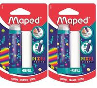 Maped - Pixel Party Tube Eraser - Protected, Efficient and Accurate Eraser - Very Practical Rotary System - PVC and Phthalate Free - Refill Included (Pack of 2)