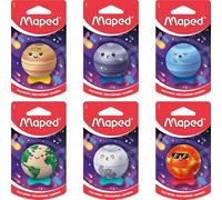 Maped - Planet Pencil Sharpener to Collect - 1 Hole - Ergonomic and Arcticulated Metal Reserve, Compact and Anti-Shock - Sold Individually, Random Colours