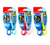 Maped Reflex 3D Vivo Right Handed Children's Scissors - 12cm/4" - Stainless Steel - Pack of 3 - Assorted Colours