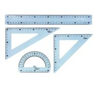 Maped - School Rules - Study Unbreakable - Maxi Kit of 4 Pieces - 1 Ruler of 30 cm, 1 Cartabon of 21 cm, 1 Square of 21 cm and 1 Protractor of 180° - Transparent Design