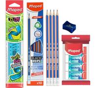 MAPED School Stationery Kit- 35pcs|Essential Stationery Kit|Extra Dark wood-free pencils|Twist & Flex Ruler|Essential School Stationery Kit|Quality products with Satisfactionery using experience