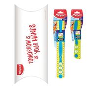 Maped - Set of 2 Kidy'Grip Rulers - 20 cm Ruler + 30 cm Ruler - Tracing Ruler - Non-Slip Grip System, Ultra-Readable Scale - Blue/Green