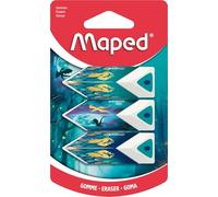 Maped - Set of 3 Pyramid Erasers - Provides Precision and Comfort - White Eraser - Dragon Range - Recyclable Packaging