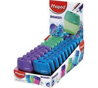 Maped Shaker 2 Hole Canister Pencil Sharpener, Pack of 20, Assorted Colors (534755)