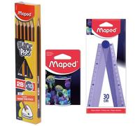 MAPED Stationery Kit(Deepsea Paradise)|Foldable 15cm Scale|Sharpner with Canister to collect Shaving|Traingular Graphite Pencil|Pencil Eraser Sharpener Kit|Stylish Stationery for School & Office Use