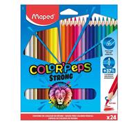 Maped Strong Color'Peps Colouring Pencils - 24 Ultra-Resistant and Ergonomic Col