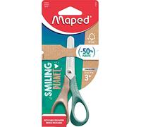 Maped - The Sustainable Smiling Planet Vivo Scissors, 12 cm - Wood Fibre Composite Plastic Handles - Stainless Steel Blades