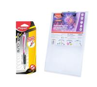 Maped Transparent Exam Kit|A Premium Transparent Clipboard with 0.5mm Automatic Mechanical Pencil|Clipboard Writing Pad|Clipboard for Exam| |Exam Pad