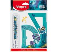 Maped - Twist'N Flex Dragon Mini Tracing Kit - 3 Pieces - Unbreakable - 15cm Ruler + 60° Angle Bracket + 180° Protractor