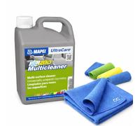 Mapei UltraCare Multicleaner Concentrate Cleaner 5L - Professional Gentle Floor Cleaner for Polished Marble, Granite, Natural Stone, Wood & Delicate Surfaces With Country Classic Microfibre Cloth
