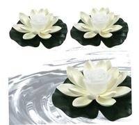 Mapfirrem 3Pcs Floating Pool Light, Solar Powered Pond Light, Floating Lotus Flower Light with Color Changing,Led Lifelike Floating Lamp Battery Operated Lily Pad Flower (White, 7.09 Inch)