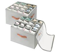 Maphissus 2 Pack Shoe Storage for Wardrobe,Adjustable Divider Shoe Organizer Boxes,Fits 16-32 Pairs, Grey