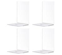 MAPHRWZ L-Shaped Bookends, for Home Office Study Room, Acrylic Bookshelf Organizer, Transparent Book End Supports, Set of 4 Pieces